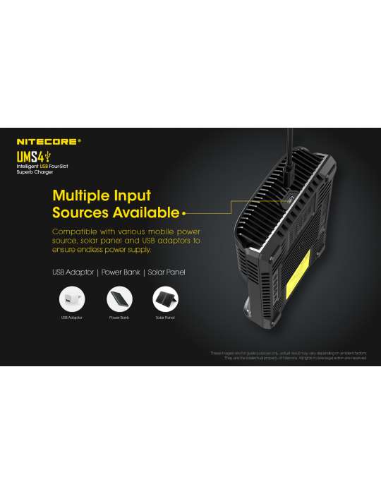 UMS4 chargeur 4 slots pour batterie 18650 et 21700