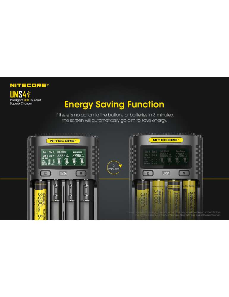 UMS4 chargeur 4 slots pour batterie 18650 et 21700