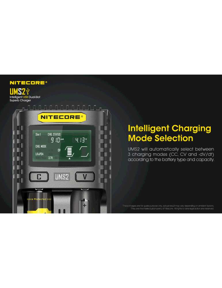 UMS2 chargeur rapide double pour batterie 18650 et 21700
