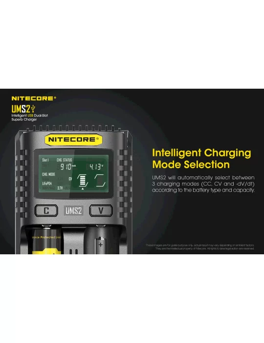 UMS2 dubbele snellader voor 18650 en 21700 batterij–NITECORE BELUX