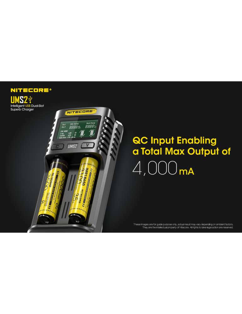 UMS2 dual fast charger for 18650 and 21700 battery