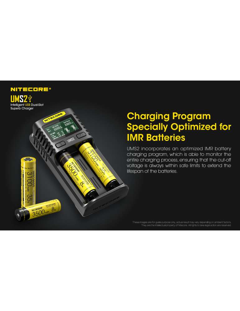 UMS2 chargeur rapide double pour batterie 18650 et 21700