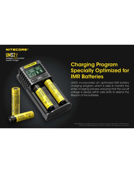 UMS2 chargeur rapide double pour batterie 18650 et 21700