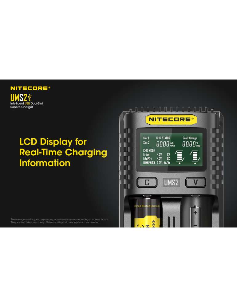 UMS2 chargeur rapide double pour batterie 18650 et 21700