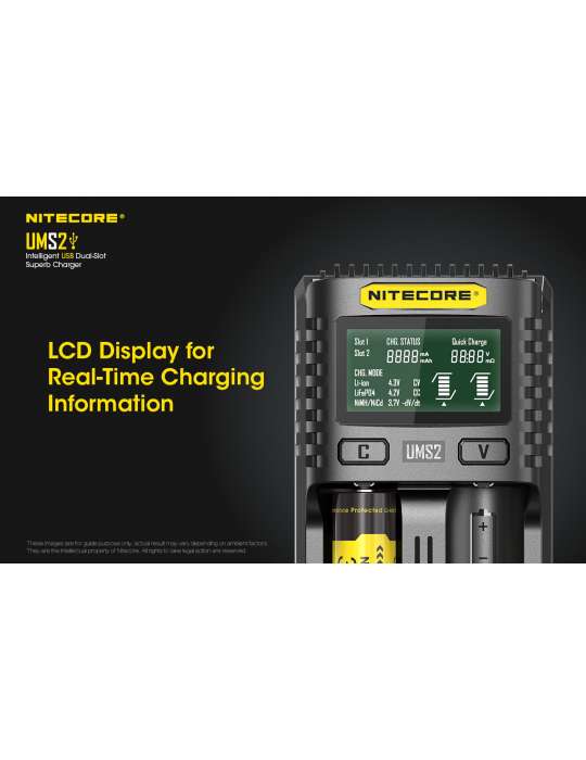 UMS2 chargeur rapide double pour batterie 18650 et 21700
