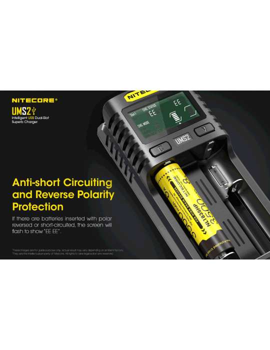 UMS2 chargeur rapide double pour batterie 18650 et 21700