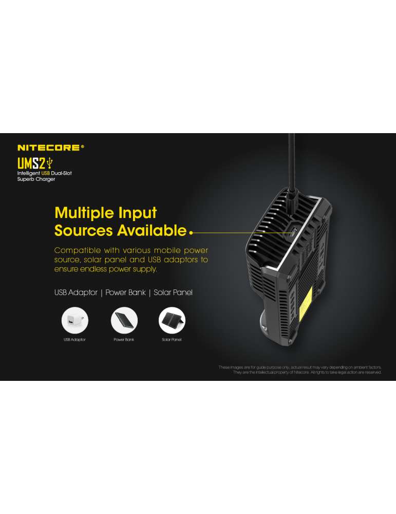 UMS2 chargeur rapide double pour batterie 18650 et 21700