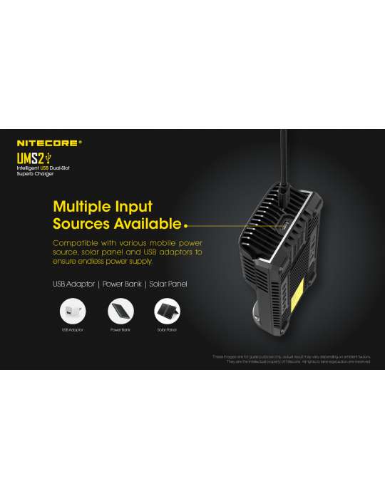 UMS2 chargeur rapide double pour batterie 18650 et 21700