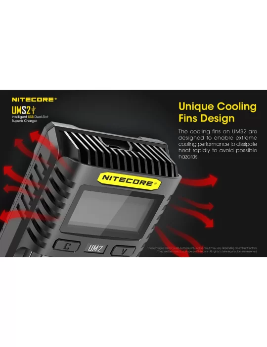 UMS2 dual fast charger for 18650 and 21700 battery–NITECORE BELUX