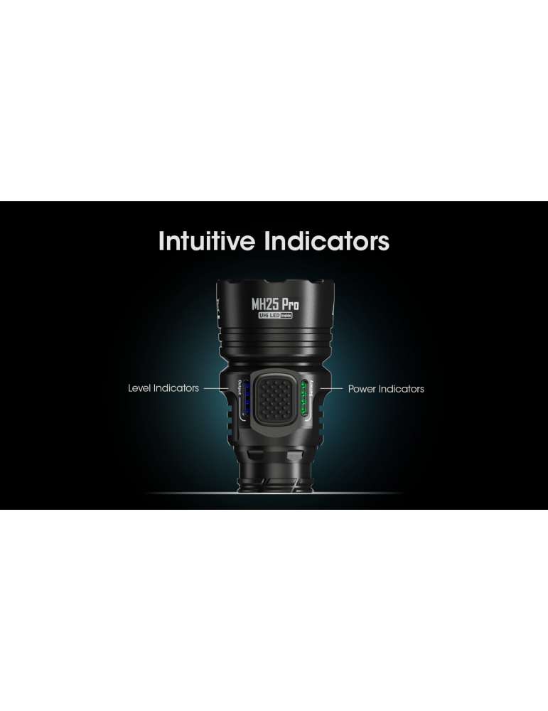 MH25PRO flashlight 3300LM power indicator and battery