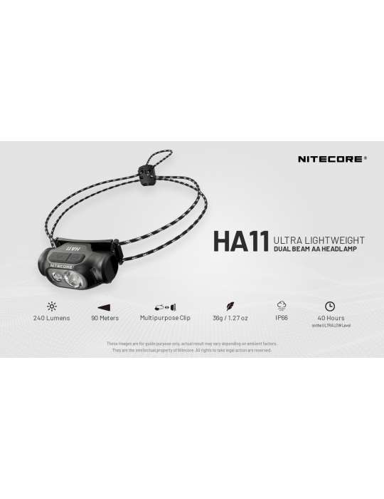 HA11 lampe frontale 240LM pile AA ultra légère