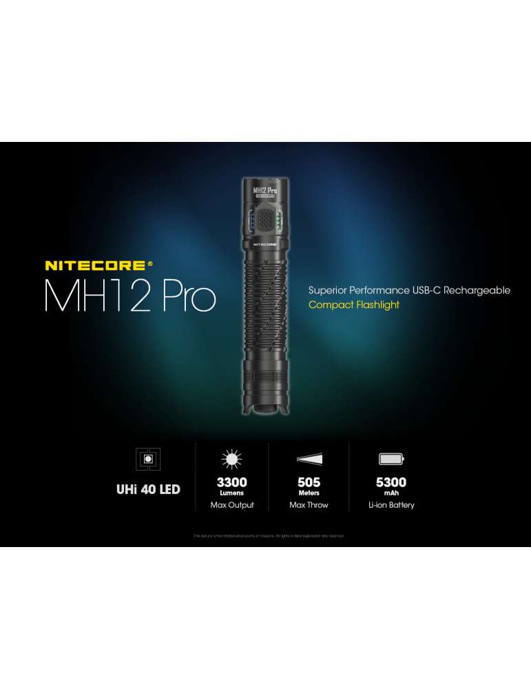 MH12PRO flashlight 3300LM USB rechargeable battery indicator