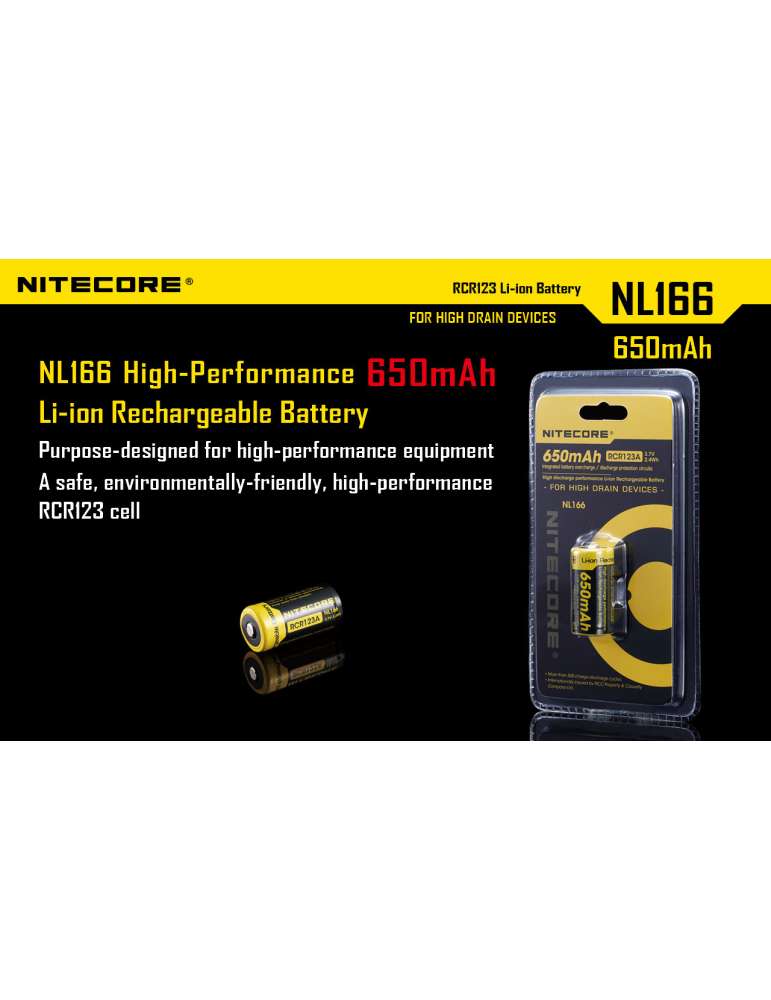 NL166 batterie CR123 lithium rechargeable 650mAh