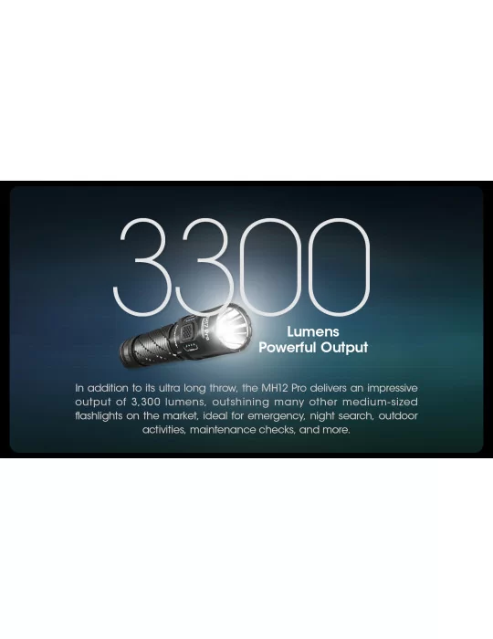 MH12PRO lampe torche 3300LM rechargeable USB indicateur de batterie–NITECORE BELUX