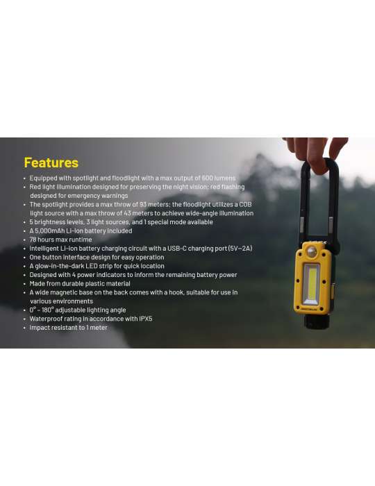 NWL20 portable magnetic hook construction site lamp