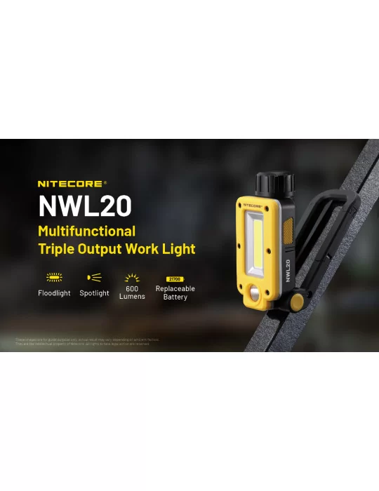 NWL20 lampe de chantier portable 600 LM aimanté crochet–NITECORE BELUX
