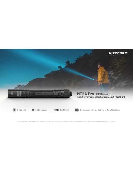 MT2A-PRO oplaadbare 1000LM-lamp compatibel met AA-batterij–NITECORE BELUX