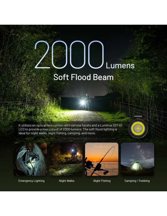 MH15 lampe 2000LM powerbank 5000mAh lumière flood