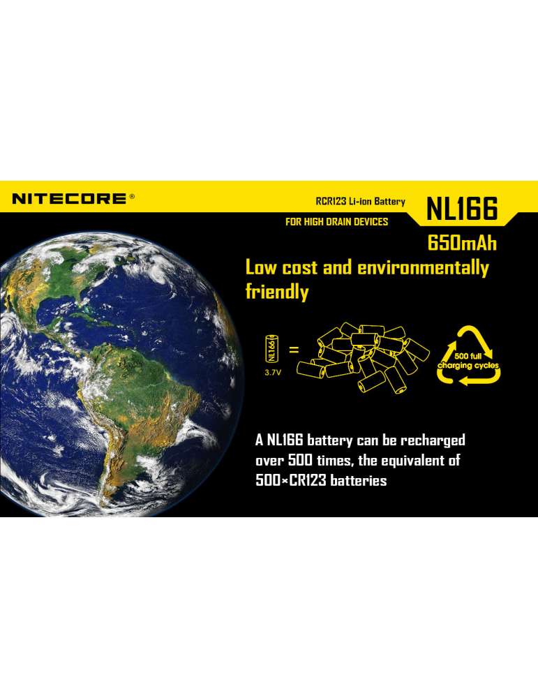NL166 batterie CR123 lithium rechargeable 650mAh