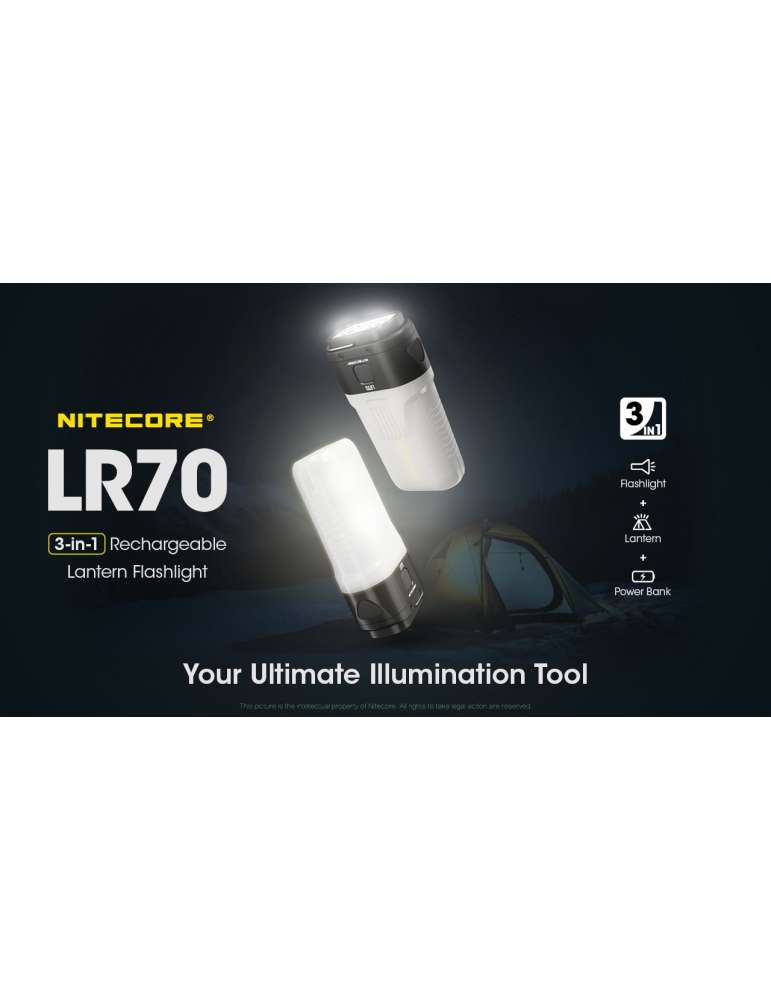LR70 lampe 3000LM tout-en-un lanterne torche powerbank lampe signal