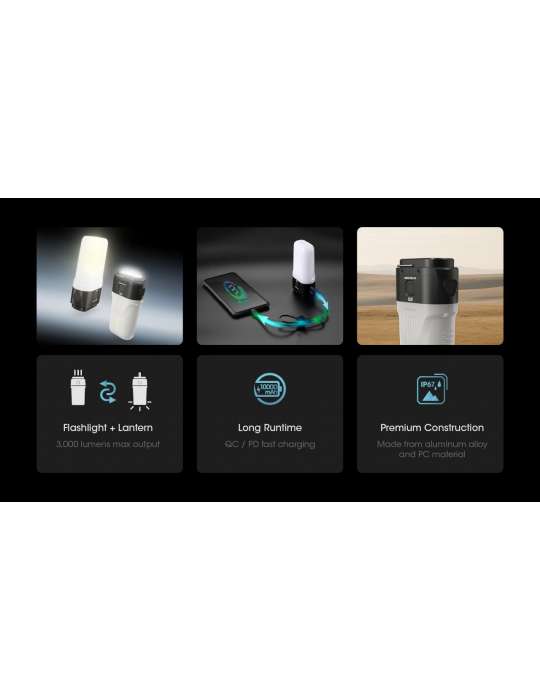LR70 lampe 3000LM tout-en-un lanterne torche powerbank lampe signal