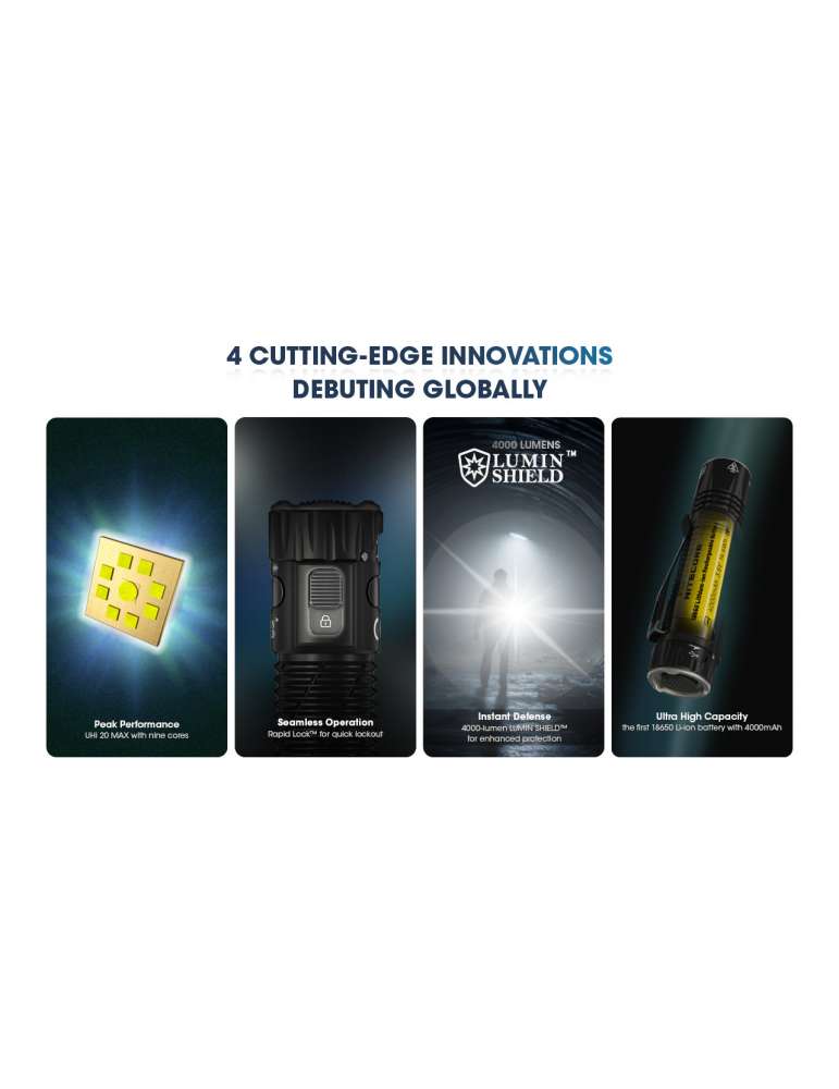 EDC33 lampe 4000LM lumin shield 9 LED lumière flood fonction lock