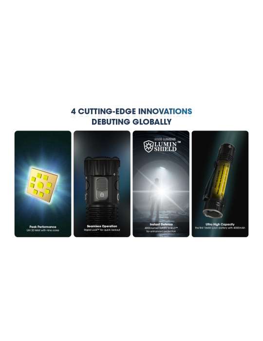 EDC33 lampe 4000LM lumin shield 9 LED lumière flood fonction lock