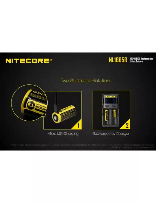 NL1665R USB rechargeable CR123 lithium battery 650mAh–NITECORE BELUX