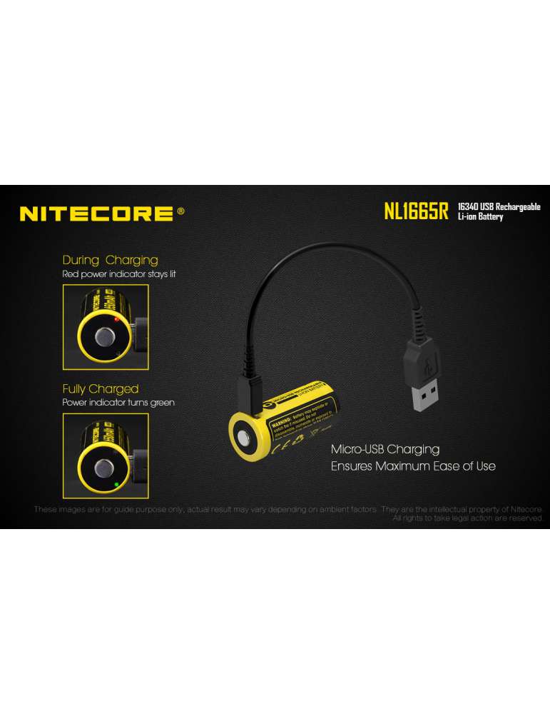 NL1665R USB rechargeable CR123 lithium battery 650mAh