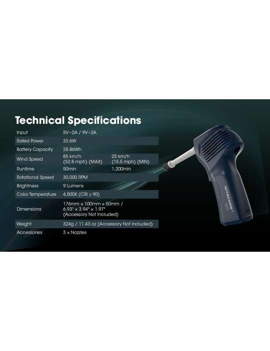 AD10 souffleur professionnel nettoyage PC, caméras et consoles