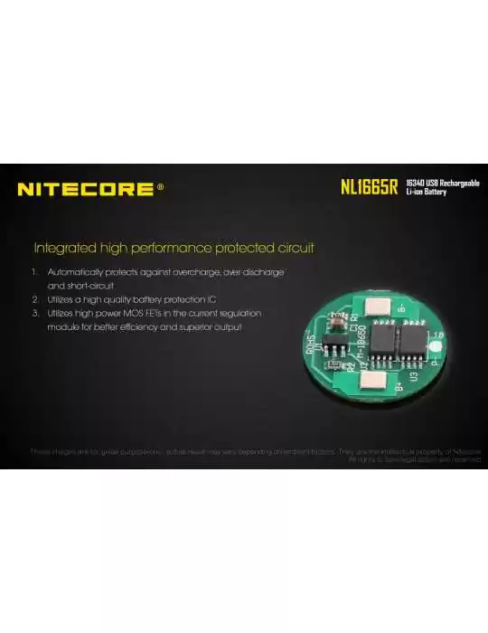 NL1665R USB oplaadbare CR123 lithiumbatterij 650mAh–NITECORE BELUX
