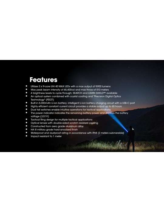 TM9K PRO powerful portable torchlight 9900LM USB C