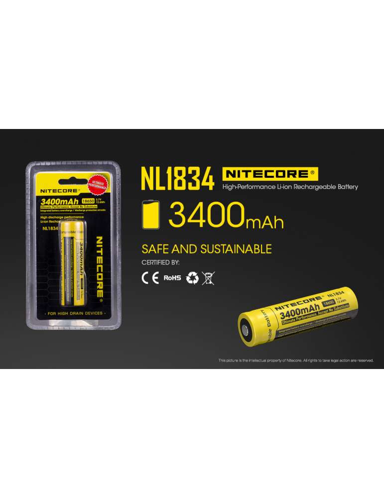 NL1834 18650 lithiumbatterij 3400mAh oplaadbaar