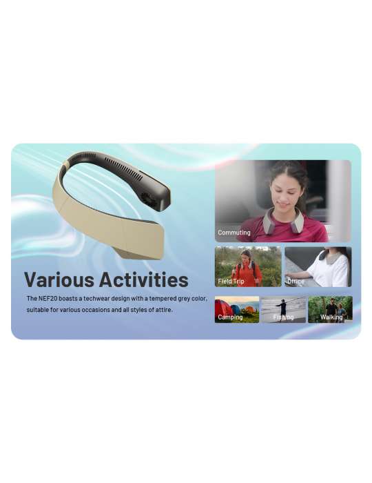 NEF20 ventillateur portable pour nuque rechargeable USB C