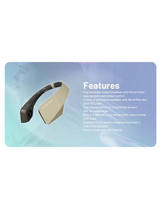 NEF20 ventillateur portable pour nuque rechargeable USB C–NITECORE BELUX