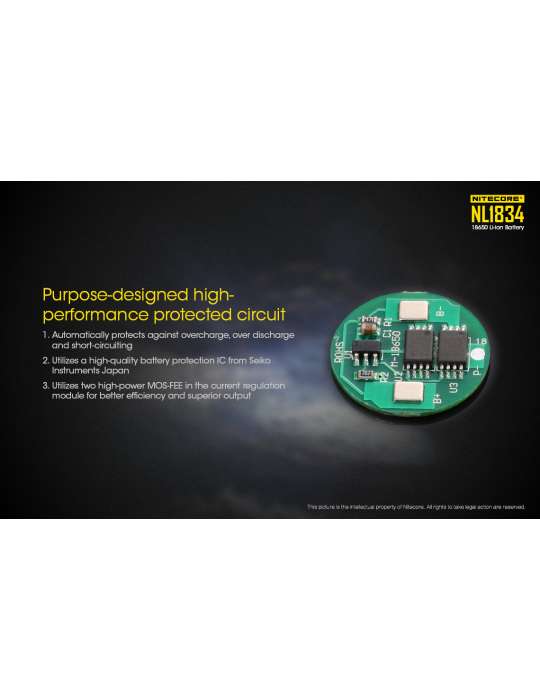 NL1834 batterie 18650 lithium 3400mAh rechargeable