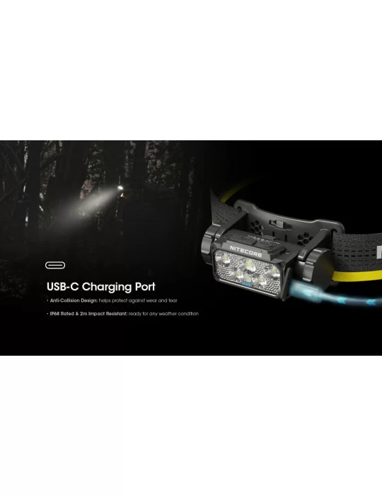 HC60 UHE hoofdlamp 1600LM USB C hoog verlicht oppervlak–NITECORE BELUX