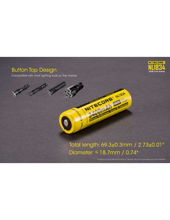 NL1834 batterie 18650 lithium 3400mAh rechargeable
