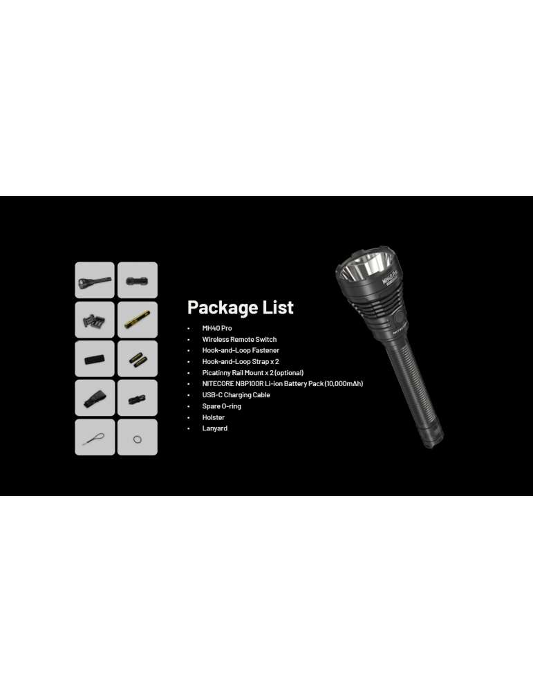 MH40 PRO 3500LM flashlight long range 1300m