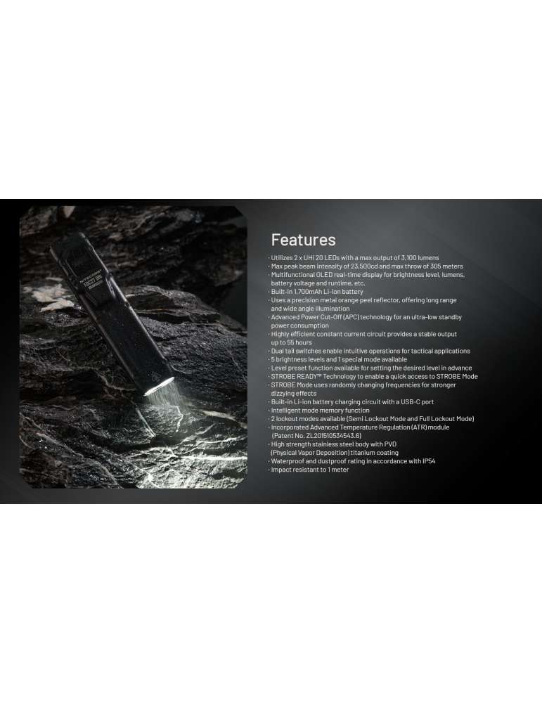 EDC27 UHi 3100LM Slim Flat Flashlight