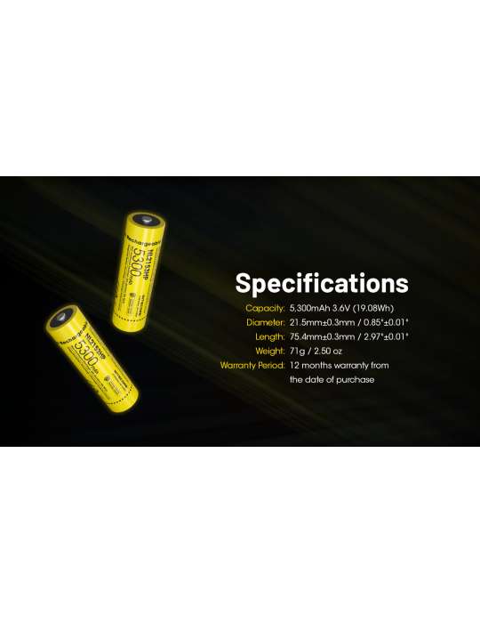 NL2153HP krachtige 21700 lithiumbatterij 5300mAh oplaadbaar