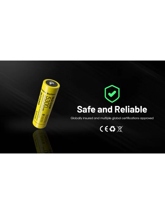 NL2153HP high performance 21700 lithium battery 5300mAh rechargeable–NITECORE BELUX