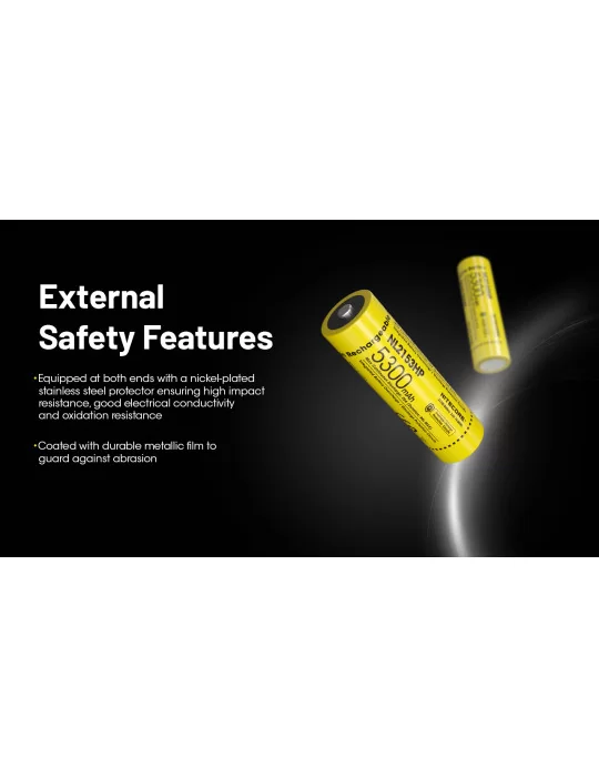 NL2153HP high performance 21700 lithium battery 5300mAh rechargeable–NITECORE BELUX