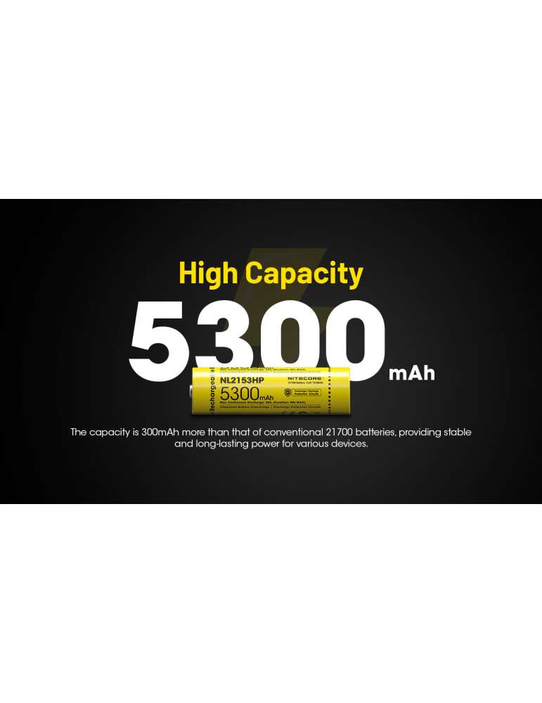 NL2153HP high performance 21700 lithium battery 5300mAh rechargeable
