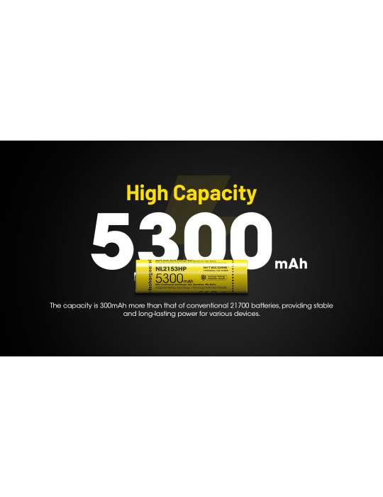 NL2153HP high performance 21700 lithium battery 5300mAh rechargeable