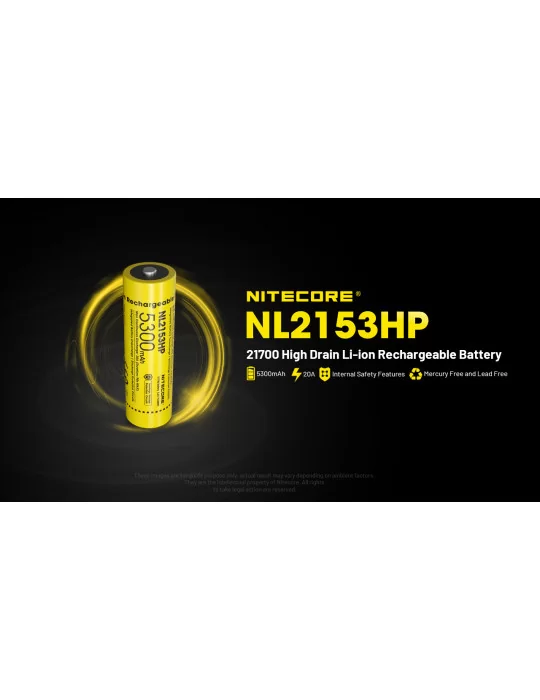 NL2153HP high performance 21700 lithium battery 5300mAh rechargeable–NITECORE BELUX