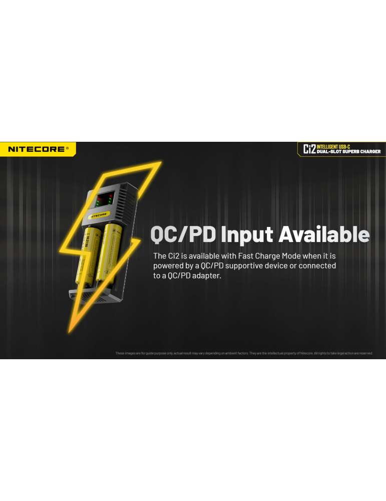 Ci2 chargeur 2 slot USB C 3000mA 18w pour 21700 18650 AA AAA C D