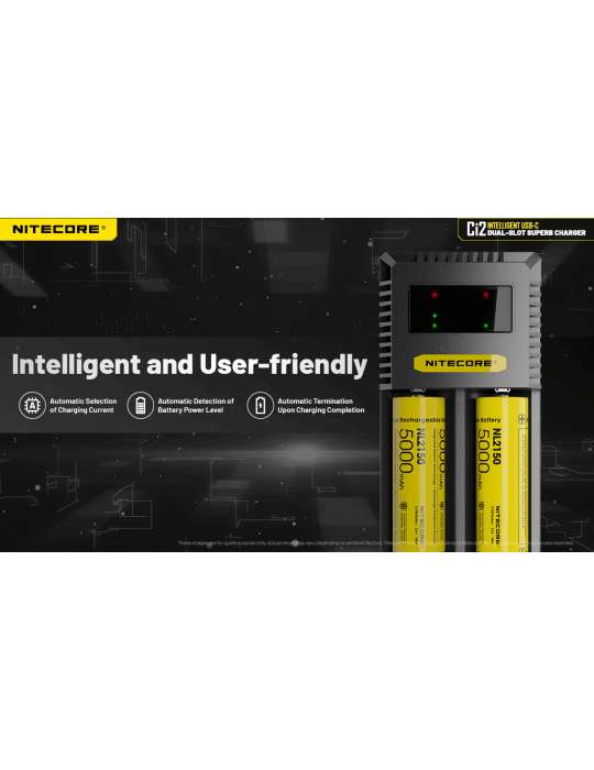 Ci2 chargeur 2 slot USB C 3000mA 18w pour 21700 18650 AA AAA C D