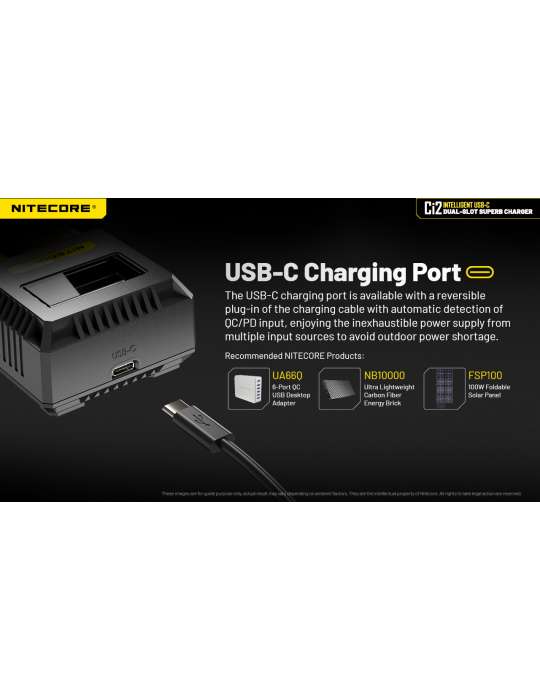 Ci2 chargeur 2 slot USB C 3000mA 18w pour 21700 18650 AA AAA C D