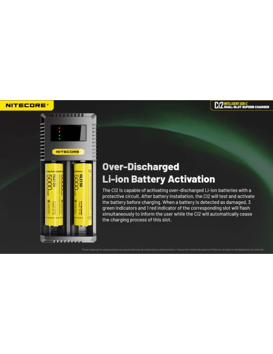 Ci2 chargeur 2 slot USB C 3000mA 18w pour 21700 18650 AA AAA C D–NITECORE BELUX